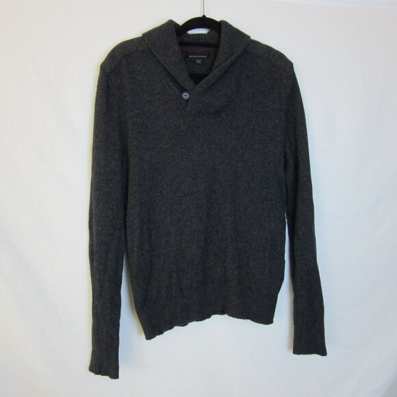 Banana Republic Gray Wool Collared Sweater Men's Medium - Picture 1 of 7